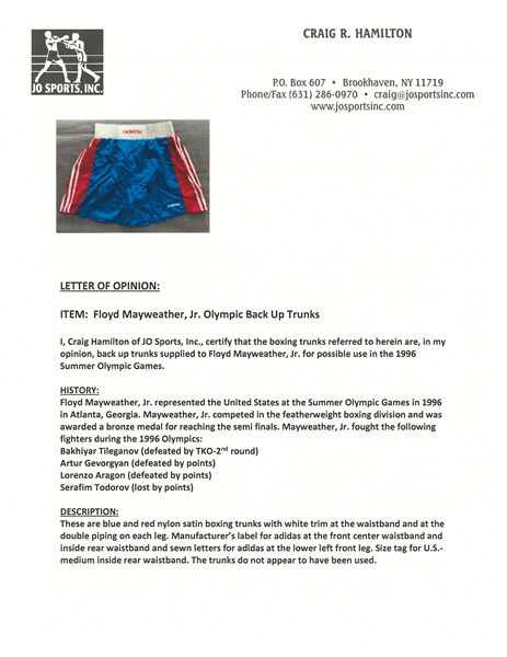 1996 Floyd Mayweather Jr. Fight Worn Boxing Trunks Used During
