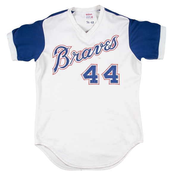 Jerseys Off Our Backs Auction, The 1974 throwback jerseys worn during Hank  Aaron Weekend can be yours! All game worn jerseys are available NOW in the “ Jerseys Off Our Backs Auction”