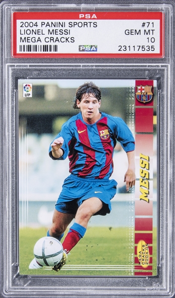 2004-05 Panini Sports Mega Cracks #71 Lionel Messi Rookie Card - PSA GEM MT 10
