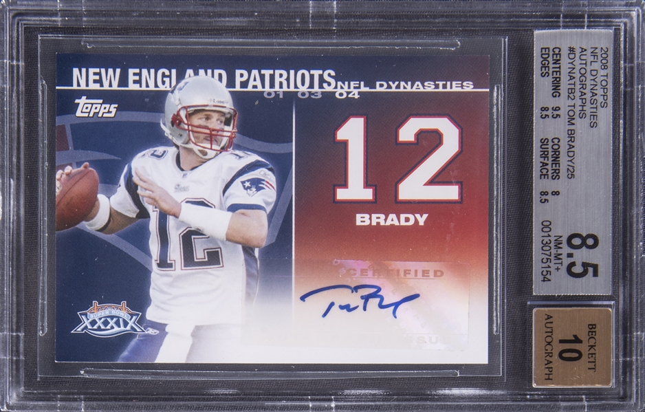 Lot Detail - 2008 Topps 'NFL Dynasties' Autographs #DYNATB2 Tom Brady  Signed Card (#06/25) - BGS NM-MT+ 8.5/BGS 10