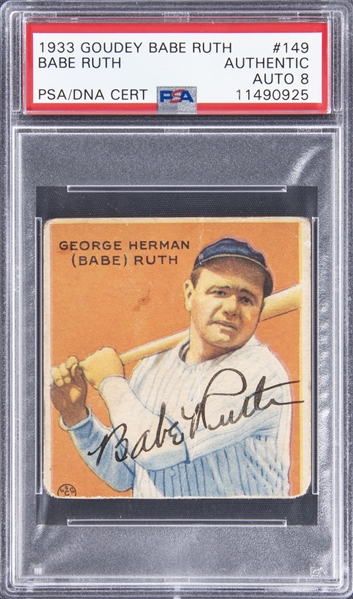 Lot Detail - 1933 Goudey #149 Babe Ruth Signed Card – PSA/DNA 8