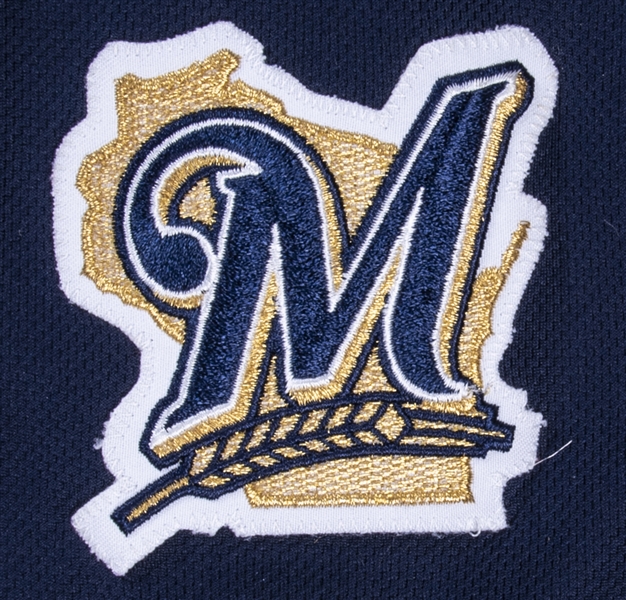 Lot Detail - 2014 Jonathan Lucroy Game Used Milwaukee Brewers #20 Blue  Alternate Home Jersey Used on 8/23/2014 (MLB Authenticated)