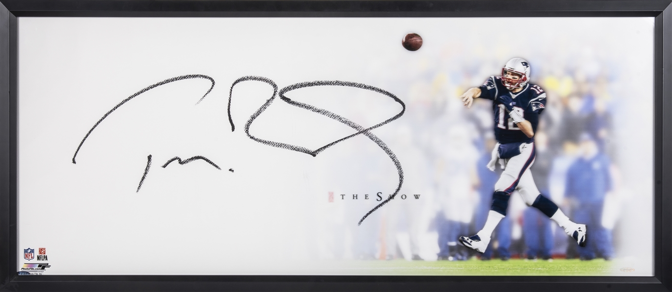 Lot Detail - Tom Brady Signed 20x46 The Show P-Velvet Archival Paper  Framed Display - Large 23 Signature! (Tristar & UDA)