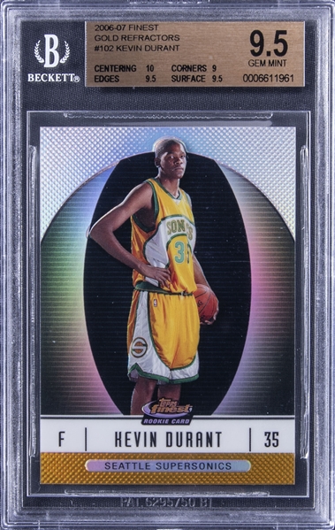 2006-07 Finest Gold Refractor #102 Kevin Durant Rookie Card (#35/50) - BGS GEM MINT 9.5 - Durants Jersey Number!