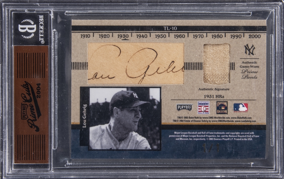 2004 Playoff Prime Cuts Babe Ruth Signed Jersey Card 1/1. , Lot #80142