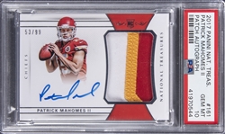2017 Panini National Treasures Rookie Patch Auto (RPA) #161 Patrick Mahomes II Signed Patch Rookie Card (#53/99) - PSA GEM MT 10