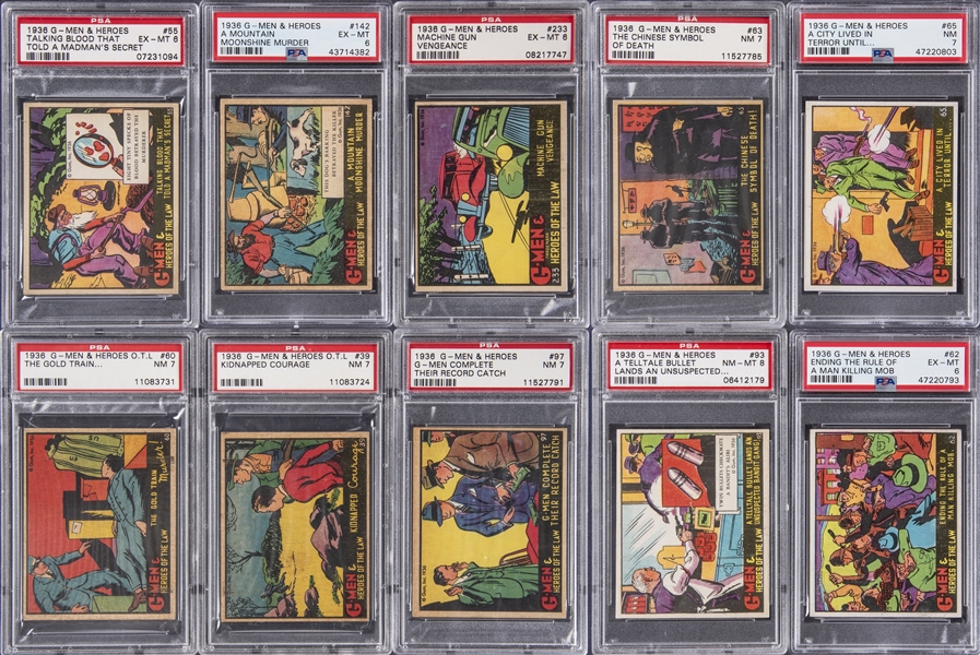 1936 R60 Gum, Inc. "G-Men & Heroes of the Law" Complete Set (168) – Including Ten (10) PSA-Graded Examples!