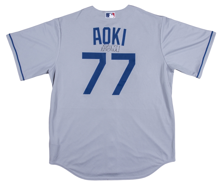 Lot Detail - 2021 Steve Aoki Celebrity All-Star Softball Game Used & Signed  Los Angeles Dodgers #77 Road Jersey (Aoki LOA) - 100% of Proceeds Donated  to The Aoki Foundation