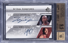 2003-04 SP Authentic "SP Dual Signatures" #JJA Michael Jordan/LeBron James Dual Signed Card - BGS GEM MINT 9.5/BGS 10 - True Gem+