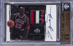 2003-04 UD "Exquisite Collection" Exquisite Patches Autos #MJ Michael Jordan Signed Game Used Patch Card (#029/100) – BGS GEM MINT 9.5/BGS 10