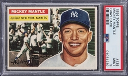 1956 Topps #135 Mickey Mantle, Gray Back – PSA MINT 9