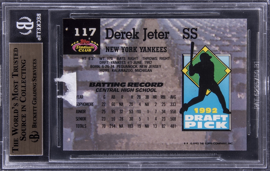 Lot Detail - 1993 Topps Stadium Club Murphy #117 Derek Jeter