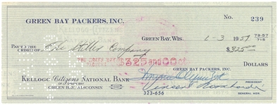 Vince Lombardi Signed Personal Check Dated 6-3-57 (PSA/DNA)