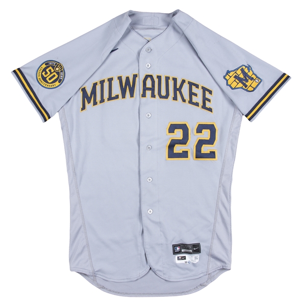 Christian Yelich 2020 Team-Issued Home Pinstripe Jersey