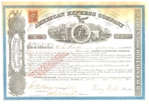 Henry Wells & William Fargo Signed American Express Stock Certificate (JSA)