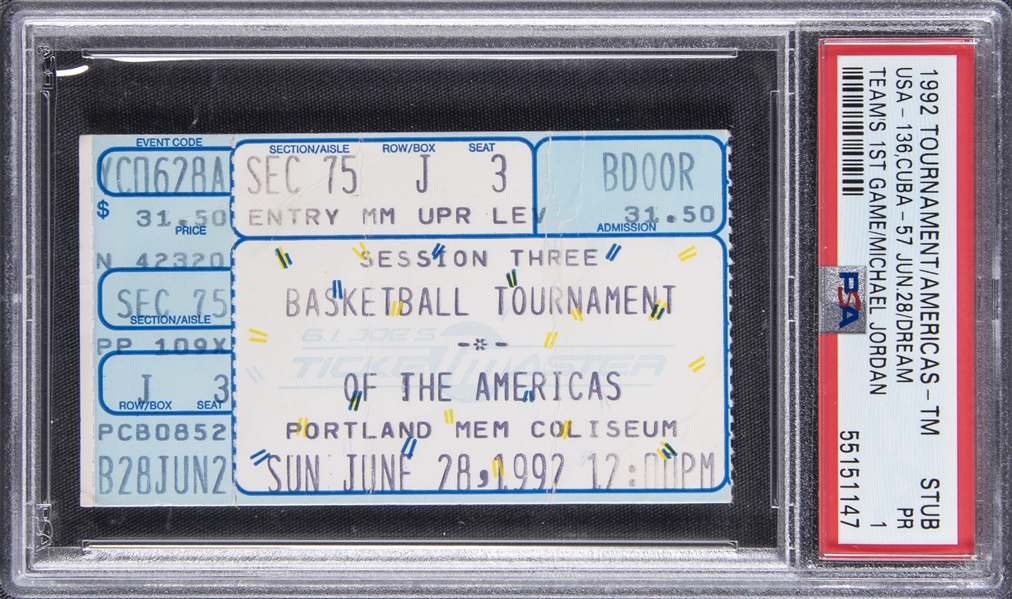 Lot Detail - 1992 Tournament of the Americas USA/Cuba Game Ticket