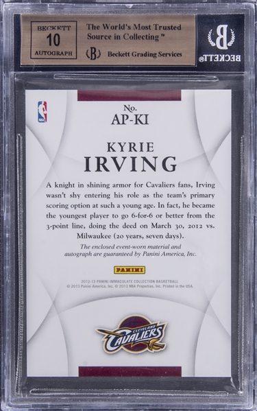 2012-13 Flawless Marks Kyrie Irving Rookie RC On Card Auto 2/25 Jersey #  1/1 #48