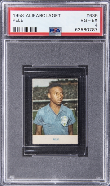 1958 FIFA World Cup Alifabolaget #635 Pele Rookie Card - PSA VG-EX 4