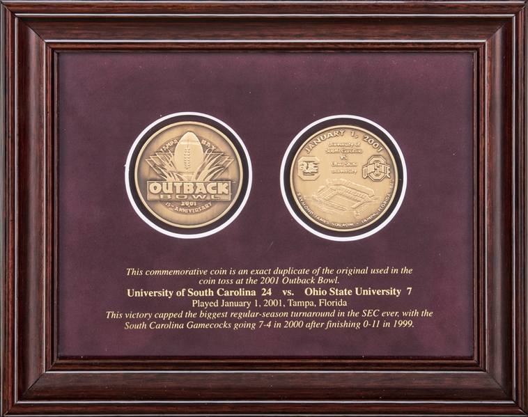 2001 Outback Bowl Commemorative Coin Framed to ____ (Holtz LOA) 