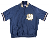 1986-96 Lou Holtz Team Issued Notre Dame Quarter Zip Short Sleeve Windbreaker (Holtz LOA)