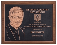 1992 Detroit Country Day School "The Richard A. Schlegel National Scholar/Athlete Award" Presented to Lou Holtz (Holtz LOA)