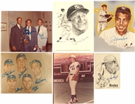Lot of (39) Baseball Hall of Famer Signed Post Cards/Photographs Including Joe DiMaggio, Mickey Mantle, Stan Musial & Sandy Koufax (Beckett PreCert)