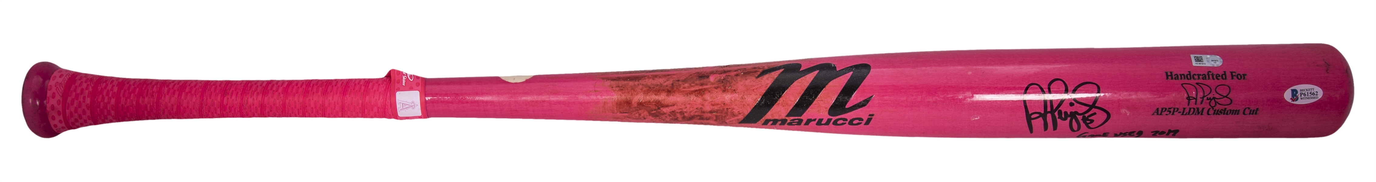 2019 Albert Pujols Game Used & Signed/Inscribed Marucci Mothers Day AP5P-LDM Model Bat (PSA/DNA GU 10, MLB Authenticated & Beckett)