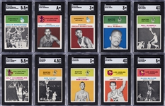 1961-62 Fleer Basketball Hall of Famers SGC-Graded Collection (10 Different) – Featuring Chamberlain (2), Russell (2), West and Robertson (2)