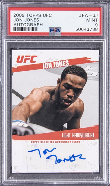 2009 Topps UFC Autograph #FA-JJ Jon Jones Signed Rookie Card - PSA MINT 9