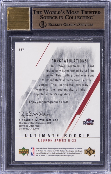 LeBRON JAMES 2003 Ultimate Collection ROOKIE #127 SN: 23/250 Facsimile  Autograph Reprint - Mint Condition at 's Sports Collectibles Store