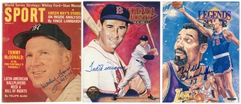 Multi Sport Signed Magazine Collection (20) with 23 Signatures Including Mickey Mantle, Ted Williams , Wilt Chamberlain & More! (Beckett Pre-Cert)