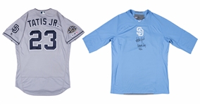 2019 Fernando Tatis Jr. Rookie Game Used San Diego Padres #23 Fathers Day Road Jersey with Signed Undershirt Used on 6/13, 6/14, & 6/16 - 8 Total Hits & 3 RBIs (MLB Authenticated) (BKS, Sports Inv)