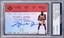 1997-98 Upper Deck UD3 "Season Ticket" Autograph #MJ Michael Jordan Signed Card – PSA/DNA GEM MT 10 Signature!