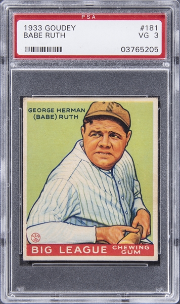 1933 Goudey #181 Babe Ruth – PSA VG 3
