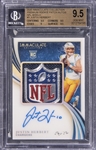 2020 Panini Immaculate Collection Premium Rookie Patch Autographs NFL Shield #3 Justin Herbert Signed NFL Shield Patch Rookie Card (#1/1) - BGS GEM MINT 9.5/BGS 10