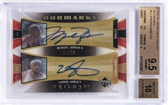 2005-06 Upper Deck Trilogy "Duomarks" #JJ Michael Jordan/LeBron James Dual Signed Card (#21/25) – BGS GEM MINT 9.5/BGS 10