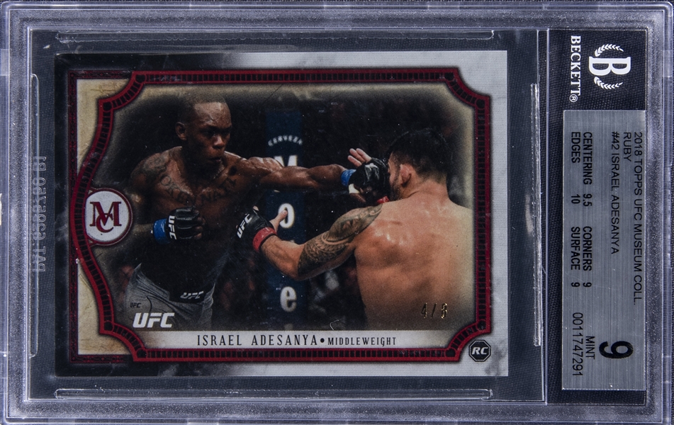 2018 Topps UFC Museum Collection Ruby #42 Israel Adesanya Rookie Card (#4/8) - BGS MINT 9
