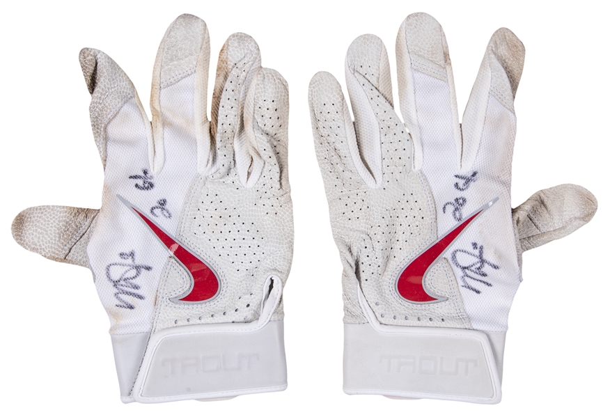 2020 Mike Trout Game Used Signed & Inscribed Nike Batting Gloves (Anderson LOA)