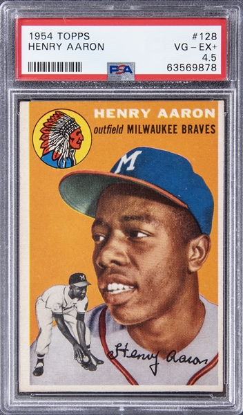 1954 Topps #128 Hank Aaron Rookie Card – PSA VG-EX+ 4.5
