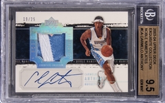 2003/04 UD "Exquisite Collection" Noble Nameplates #CA Carmelo Anthony Signed Patch Rookie Card (#19/25) – BGS GEM MINT 9.5/BGS 10