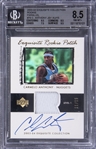 2003-04 UD "Exquisite Collection" Rookie Patch Parallel #76 Carmelo Anthony Signed Jersey Rookie Card (#11/15) – BGS NM-MT+ 8.5/BGS 10