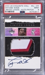 2003/04 UD "Exquisite Collection" Limited Logos Autograph Patch #LL-DY Dwyane Wade Signed Game Used Patch Rookie Card (#73/75) – PSA MINT 9