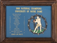 1988 Lou Holtz National Championship Award Clock (Holtz LOA)