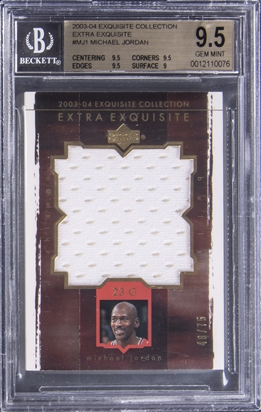 2003/04 Upper Deck Exquisite Collection "Extra Exquisite" #MJ1 Michael Jordan Jersey Card (#48/75) - BGS GEM MINT 9.5
