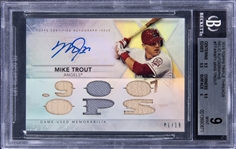 2015 Topps Triple Threads "Relic Autographs" #MT1 Mike Trout Signed Relic Card (#01/18) - BGS MINT 9/BGS 10