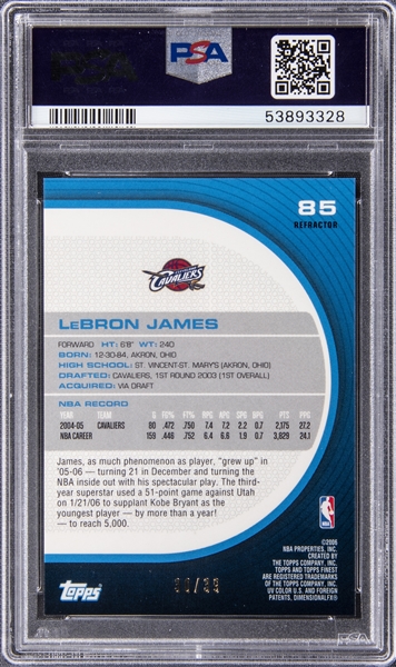 Lot Detail - 2005-06 Topps Finest Gold Refractor #85 LeBron James
