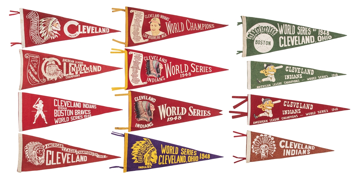 1948 Cleveland Indians World Series Pennants Collection - (12 Different)