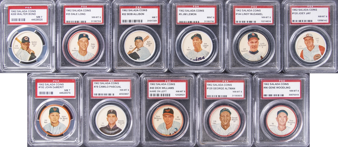 1962 Salada Baseball Coin Lot (82 Different) Including PSA Examples!