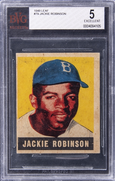 1948-49 Leaf #79 Jackie Robinson Rookie Card – BVG EX 5