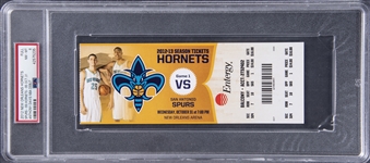 2012 New Orleans Hornets/San Antonio Spurs Full Ticket From Anthony Davis NBA Debut